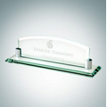 Jade Glass Nameplate w/ Aluminum Holder - 3 3/8"
